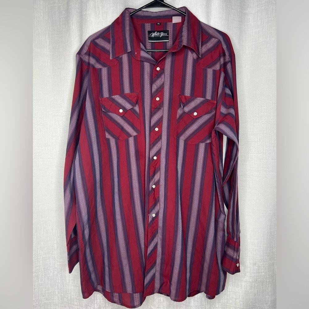 White horse western pearl snap long sleeve dress shirt men’s xl